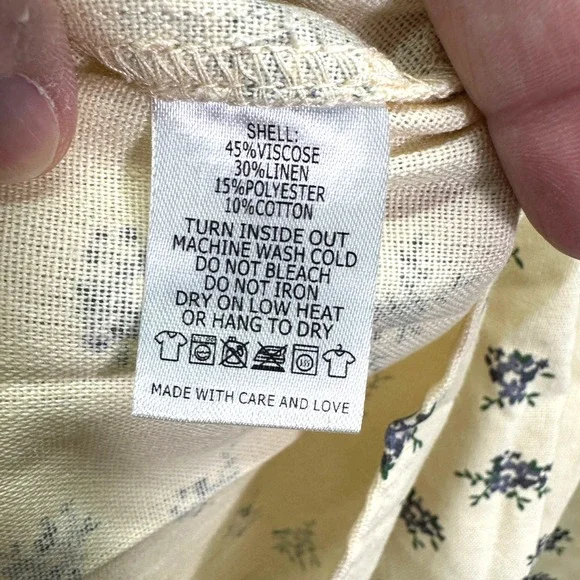 Bohme Wallace Cream Floral Blouse Cottagecore Peter Pan Collar Linen Blend M NWT - Picture 7 of 8